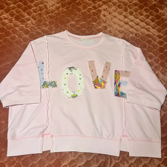 POL Pink 'LOVE' Appliqué Sweatshirt - Picture 4 of 7